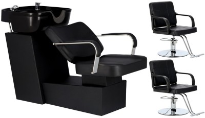 Set Scafă coafor profesională unitate de spălare model Luke + 2 x scaune de coafură suport hidraulic pivotant pentru picioare și accesorii bol foto