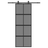 Cumpara ieftin Usa glisanta cu set feronerie neagra 76x205cm sticla securizata