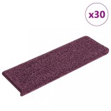 vidaXL Covorașe pentru scări, 30 buc., 65x21x4 cm, violet &icirc;nchis, cu margini dreptunghiulare