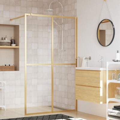 Paravan de duș walk-in auriu 115x195 cm sticlă ESG transparentă foto