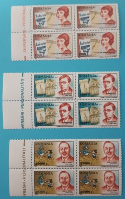 TIMBRE ROMANIA 2001 L.P.1545 ANIVERSARI PERSONALITATI (II) BL. DE 4 MNH** foto