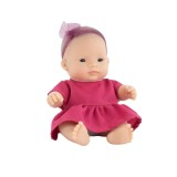 Papusa bebelus fetita asiatica 21 cm in rochita, corp parfumat, colectia My, MINILAND