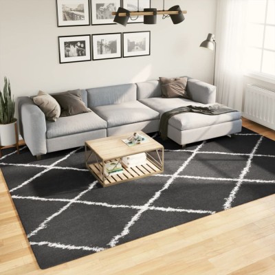 Covor pufos &amp;quot;PAMPLONA&amp;quot; fire &amp;icirc;nalte negru/crem modern 240x340 cm foto