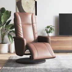 vidaXL Fotoliu rabatabil cu suport de picioare, maro, piele ecologică