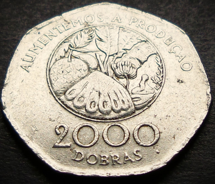 Moneda exotica 2000 DOBRAS - SAO TOME &amp; PRINCIPE, anul 1997 * cod 3390
