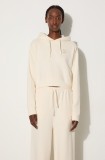 Puma hanorac de bumbac BETTER CLASSIC femei, culoarea bej, cu glugă, cu imprimeu, 624229
