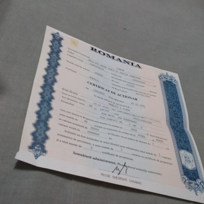 CUPON CERTIFICAT DE ACTIONAR LA CONDOR DEVA foto