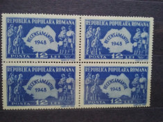 1948-Recensamantul-bl.4 -LP226-original gum-MNH foto