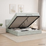 Cumpara ieftin Pat ottoman cu saltea Gri deschis 140 x 190 cm Catifea