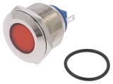 Lampă de control LED plată roşie 24V &Oslash;22mm alamă