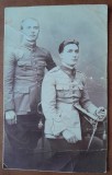 Fotografie tip carte postala, necirculata, doi militari, perioada interbelica