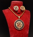 Set Colier Si Cercei Copacul Vietii Placat Aur S264F