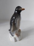 Bibelou vechi pinguin Faimar Baia Mare 17cm faianta pictata manual Romania anii 70-80 figurina colectie vintage