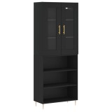 Dulap inalt, negru, 69,5x34x180 cm, lemn compozit