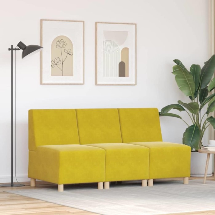 Unitate Sofa Modulară Fără Brațe 3 pcs Galben 55 x 74 x 82 cm