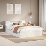 VidaXL Cadru de pat fără saltea, alb, 160x200 cm, lemn masiv pin