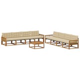 vidaXL Set de canapele de exterior cu pernă 9 pcs Natural și Bej 3381333