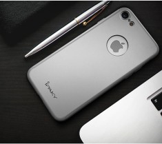 Husa de protectie pentru Apple iPhone 8, iPaky Pro Silver Original Case, acoperire completa 360 grade cu folie de protectie gratis
