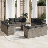 vidaXL Set mobilier de grădină cu perne, 13 piese, gri, poliratan