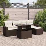 VidaXL Set canapele de grădină cu perne, 6 piese, maro, poliratan