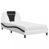 Cumpara ieftin Pat, Viana, cu saltea, alb si negru, 100x200 cm, piele ecologica