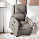 vidaXL Fotoliu rabatabil de masaj cu ridicare, gri taupe, textil