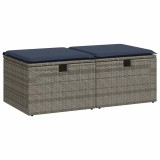 Cumpara ieftin Set mobilier gradina cu perne 2 piese gri poliratan/lemn acacia