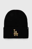 47brand caciula MLB Los Angeles Dodgers culoarea negru, din tricot gros