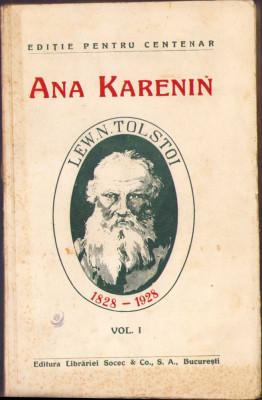 HST C805 Ana Karenina 1928 Tolstoi volumul I ediție pentru centenar foto