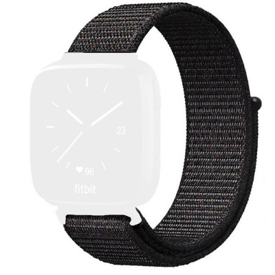 Curea material textil, compatibila Fitbit Versa, telescoape Quick Release, 22.5mm, Negru foto