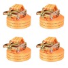 vidaXL Chingi Fixare Clichet 4 buc, 1 Tona, 6mx38mm, Portocaliu, Carlige J, Poliester, Standard EN-12195-2