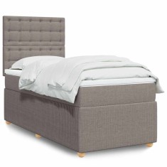 vidaXL Pat box spring cu saltea, gri taupe, 100x200 cm, textil 3294285 foto