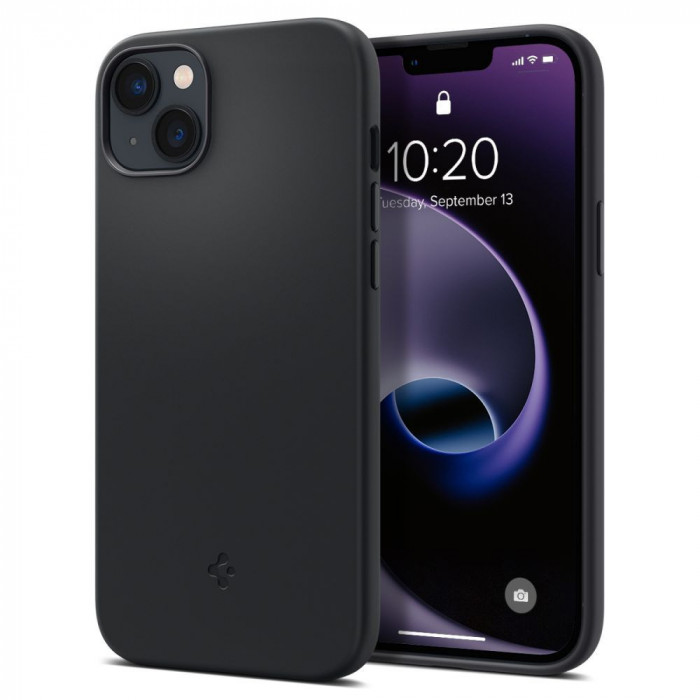 Husa Spigen Silicone Fit Mag MagSafe pentru Apple iPhone 14 Plus/15 Plus Negru