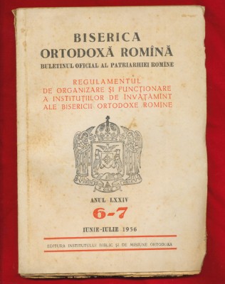 Regulamentul de org. si functionare a institutiilor de invatamant ale BOR - 1956 foto