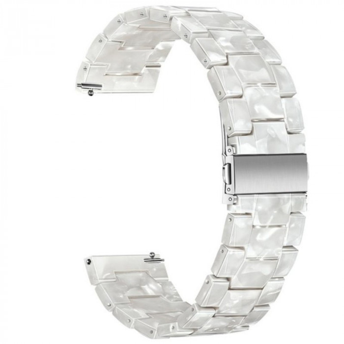 Curea polimer, compatibila Huawei Watch GT 3 Pro 43mm, telescoape Quick Release, White Crystal