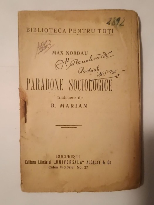 Max Nordau - Paradoxe sociologice (BPT 105-106) (lipsă coperta față)