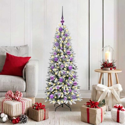 vidaXL Brad de Crăciun artificial cu 150 LED Alb 53 x 53 x 120 cm 3396027 foto
