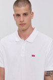 Levi&#039;s tricou polo bărbați, culoarea alb, material uni 35883.0003-Neutrals