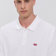 Levi's tricou polo bărbați, culoarea alb, material uni 35883.0003-Neutrals