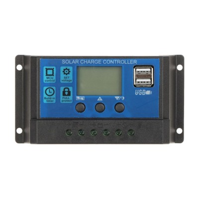 Controler de incarcare pentru panou solar PWM 12V/24V 30A cu display, 2 porturi USB SafetyGuard Surveillance foto