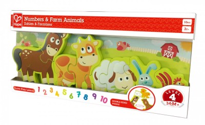 Hape puzzle numere si animale de la ferma foto