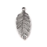 Pandantiv metalic decorativ frunza, 12 x 30 mm Platinum, Crisalida
