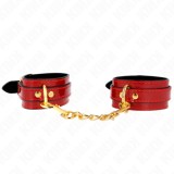 KINK - JOANNA ANGEL WRIST CUFFS RED ADJUSTABLE WITH GOLD CHAIN 16.5-26 CM X 4 CM, KINK WRIST RESTRAINT