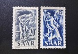 Regiunea Saar Teritoriul Saarland 1948 Munci Industriale Muncitor cu Lopată și Siderurgist 20F și 25F Albastru Lot 2 Valori Ștampilat - OREF1