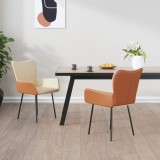 Cumpara ieftin Scaune de bucătărie, 2 buc., crem, textil și piele ecologică