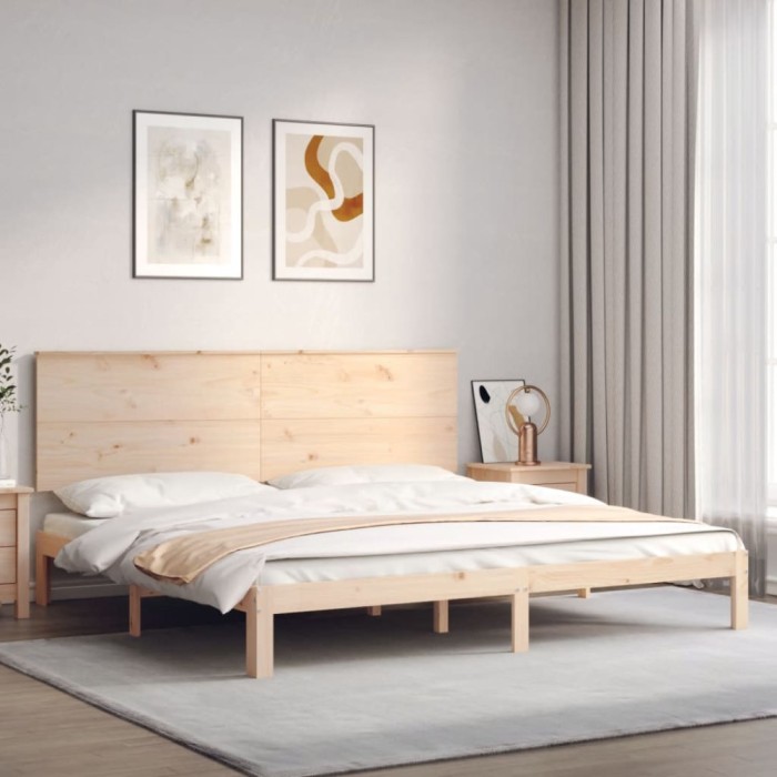 vidaXL Cadru de pat cu tăblie Super King Size, lemn masiv 3193676