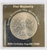 ANGLIA 25 PENCE 1980 80TH BIRTH DAY OF QUEEN ELIZABETH IN CUTIE DE METACRILAT SI BLISTER ORIGINAL UNC MAREA BRITANIE (CITITI DESCRIEREA), Europa, Nichel