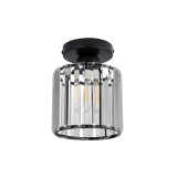 Plafoniera Klausen Esra PL1 Negru 17.5x13x13 cm, Corp Iluminat Interior Modern cu Soclu E27, Design Clasic din Metal si Sticla pentru Hol Bucatarie