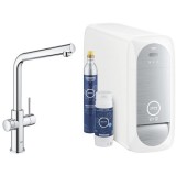 Baterie de bucatarie cu sistem de filtrare, racire si acidulare apa, cu pipa L, crom, Grohe Blue Home New