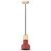 Pendul tavan soclu e27 material lemn/ciment - rosu